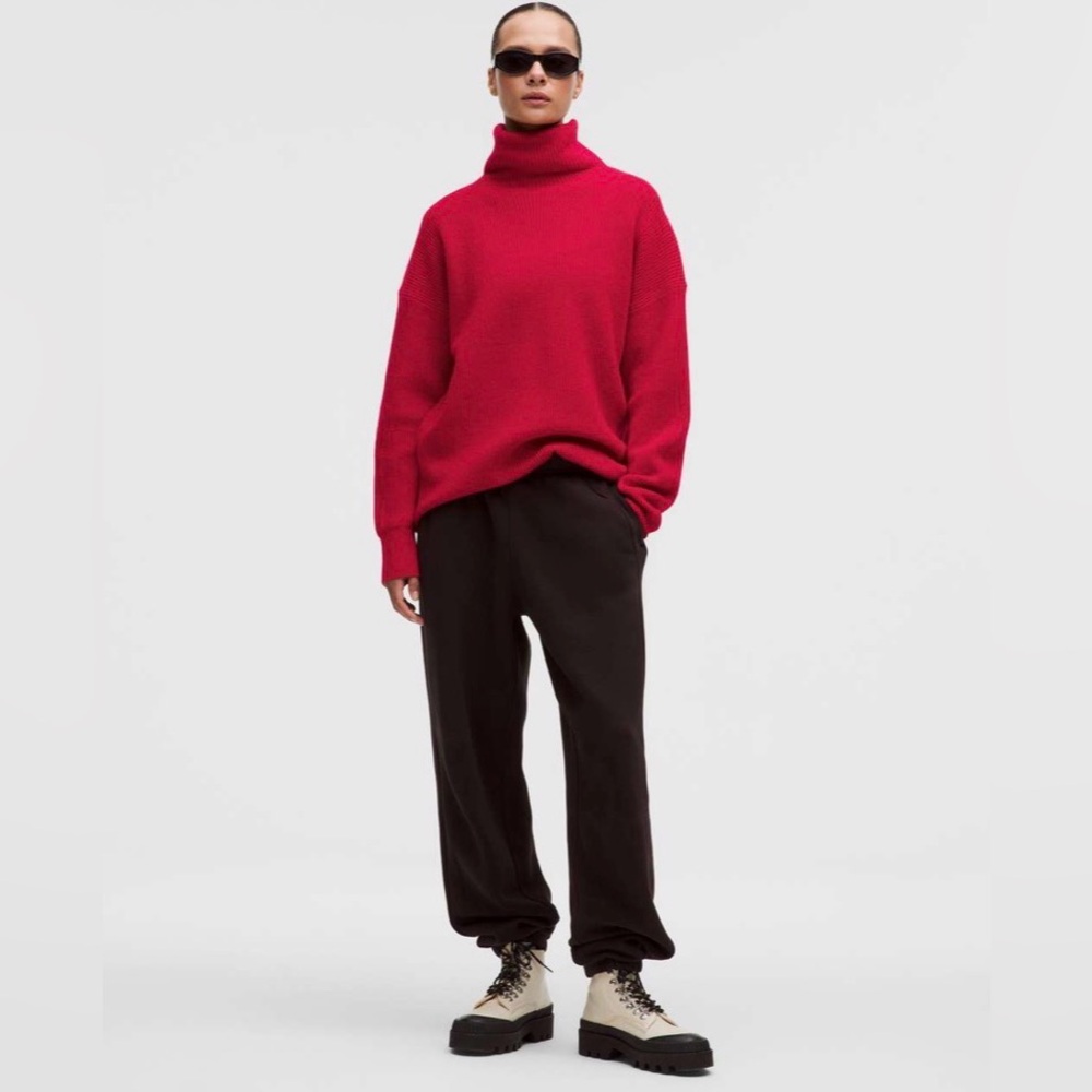 NWT Lululemon Oversized Dark Red Cashmere Funnel-Neck Sweater Size XS
